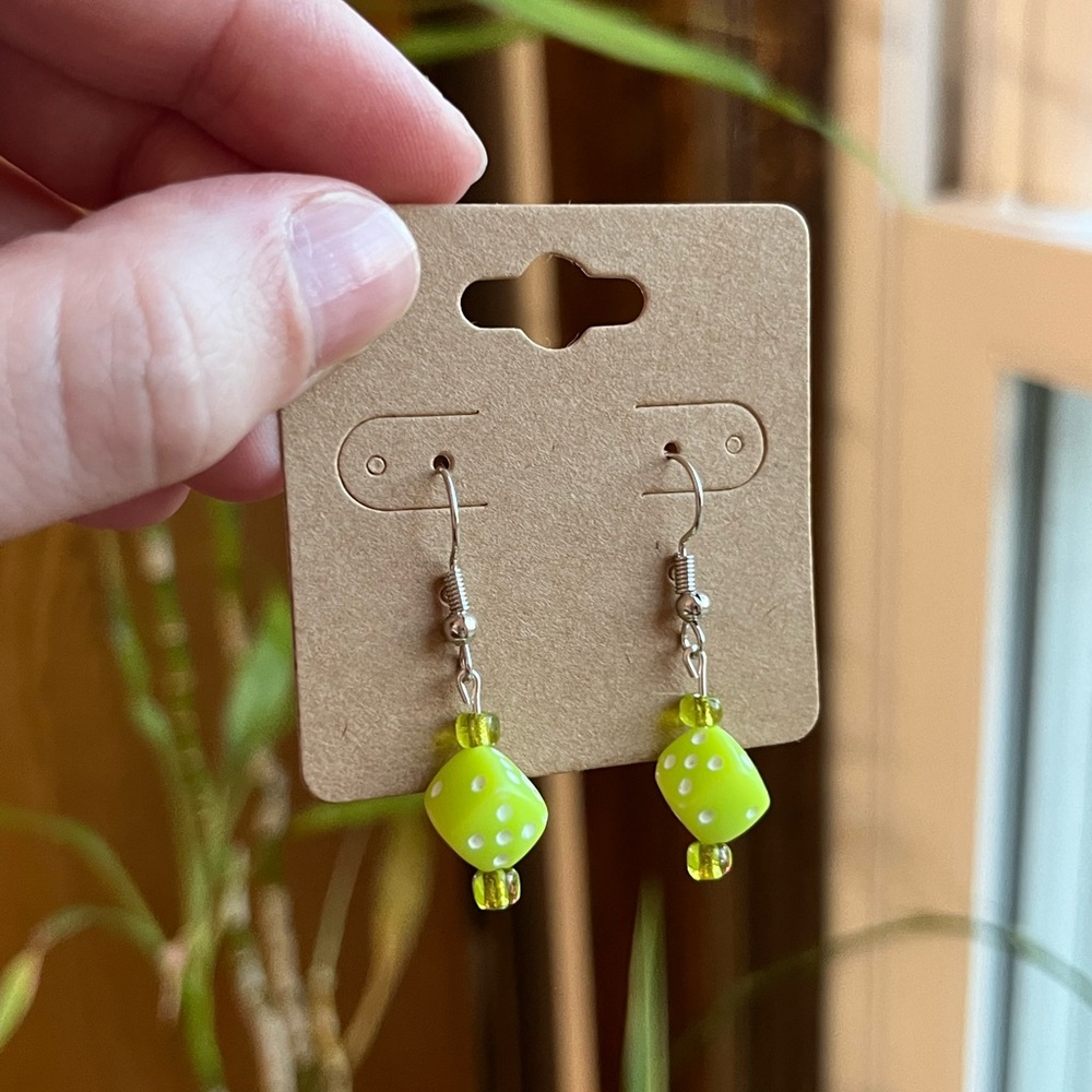 Green Dice Earrings